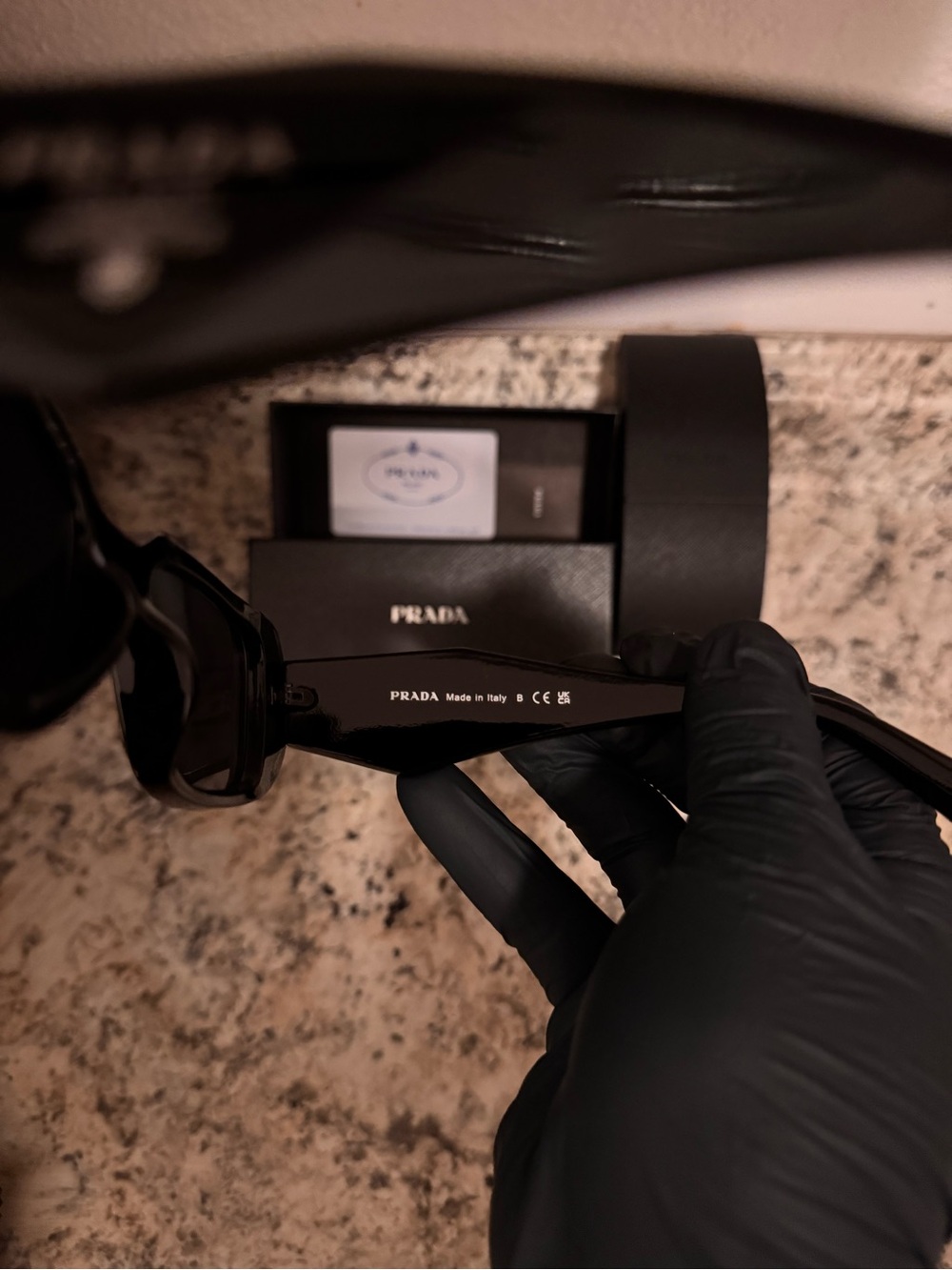 Prada Black Thick-Arm Logo Sunglasses - Picture 3 of 7